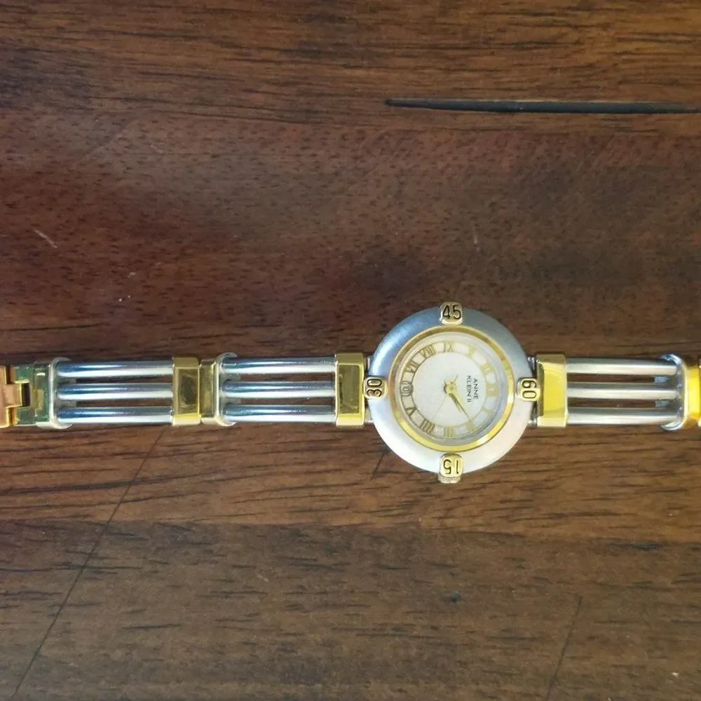 Anne Klein Two Tone Quartz Watch Works fits 6 1/2
